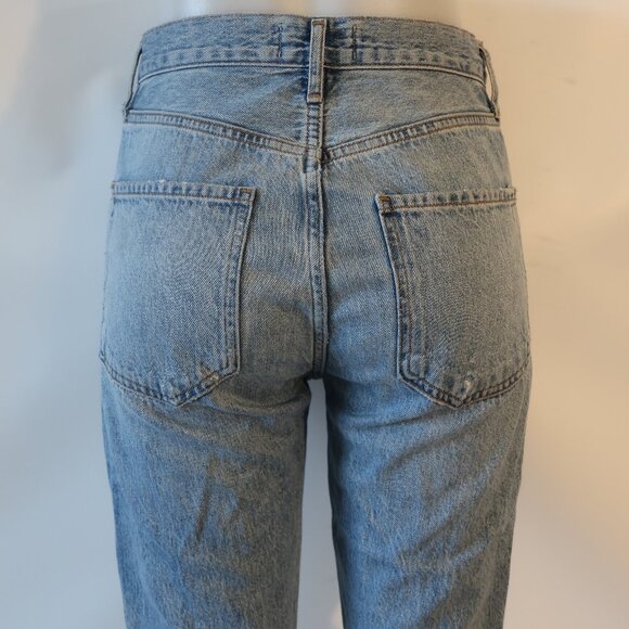Womens Agolde Riley Blue 100% Cotton Button-Fly Distressed Denim Jeans 26 - Picture 8 of 12